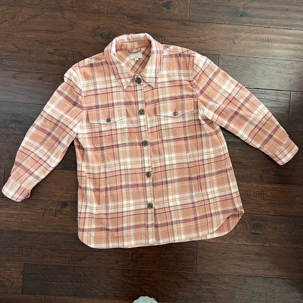 Ann Taylor Loft Plaid Swing Button Down Swing Plaid Shirt Jacket Size XL